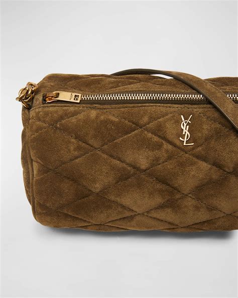 ysl sade pouch|Saint Laurent Small Sade Quilted Suede Tube Bag .